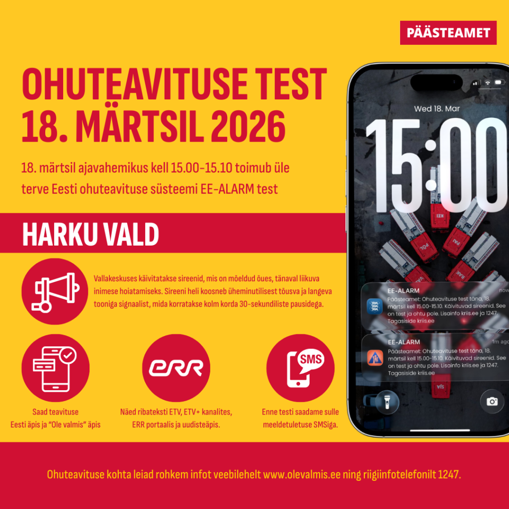 Ohuteavituse test 18.märtsil 2026 plakat